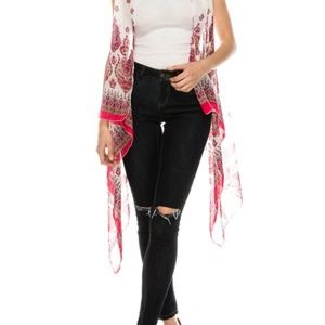 Jackets & Coats - Paisley Print Chiffon Vest Jackets & Coats - Paisley Print Chiffon Vest